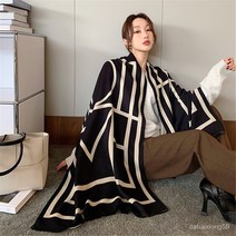 여성머플러 망토 실크스카프 리버시블 빅숄 보온병 빈티지 레터링 자카드 머플러 185*65cm