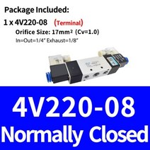 솔레노이드 밸브 2 위치 5 포트 공압 에어 이중 코일 4V220-08 4V320-10 4V420-15 DC12V DC24V AC110V AC220V, Only 4V220-08_DC12V, 1개