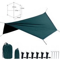 헥사타프 코팅 차박 미니 어닝 타프 210t 방수 방수포 텐트 그늘 야외 캠핑 해먹 레인 플라이 uv 정원 천막 캐노피 양산 초경량 마름모육각형, 육각 녹색