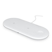 무선충전 알람 탁상 멀티 스피커15W 듀얼 무선 충전 패드 아이폰 13 12 11 X 8 SE2 AirPods2 3 화, 01 white