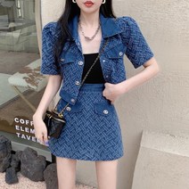 위위브렌 여성 정장 반팔자켓 짧은치마 세트