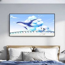 고래 그림액자 아이방 럭셔리 꾸미기 자유로운 벽화, 액자7) 60x30cm