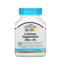 21 센츄리 21st Century Calcium Magnesium Zinc + D3 90 Tablets 칼슘 마그네슘 아연 타블렛 90개입, 1개