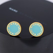 fulibs신상핫 패션 간단한 편지 에나멜 유약 라운드 브랜드 925 실버 바늘 Marc By Marc Jacobs 커플 귀 스터드 1026