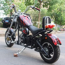 노감성 미니 할리 오토바이 110cc 레트로 빈티지 바이크 포켓바이크 블루 DUY4P, A.블랙 무료 업그레이드 등받이 충격 흡수