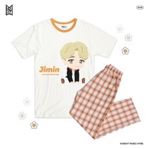 [BTS TinyTAN 잠옷] 귀여운 타이니탄 체크 파자마_Jimin 홈 이지 웨어 파자마 잠옷 운동복 트레이닝복 조거 밴딩 팬츠, 1