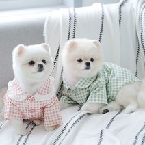 애견의류 개플룩 강아지잠옷 고방체크 면 고양이옷 반려견옷 실내복 MT, 펫_핑크