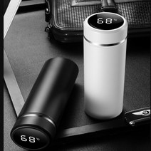 led 온도표시 텀블러 보온보냉 거름망 온도체크 텀블러 460ml, 03. 화이트