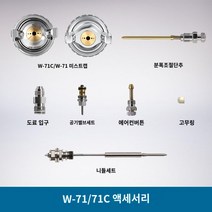 페인트스프레이건 부품 일본 Iwata 스프레이건 액세서리 W-71/77/101/200/WA-101 노즐 분무 캡 등, E.W-71 건 니들  주문하고 구경 확인