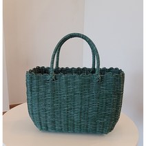 [와이아이즈] 빨대가방 빨대바구니 피크닉가방 물놀이가방 왕골가방, 1개, 민트그린(대)