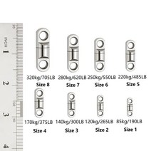 낚시세라믹베어링 헤비 듀티 볼 베어링 스위블 트롤링 바다 서핑 낚시 커넥터 스테인레스 스틸 바닷물 190L, 06 Size 7-10pcs