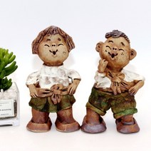 도자기 인형 토우 책보 메고 학교 가는 아이들 세트