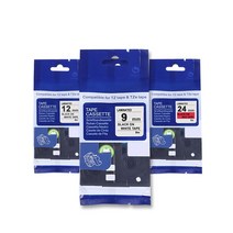 브라더 호환 6mm 9mm 12mm 18mm 24mm 36mm 라벨테이프, 12mm-TZe-535 호환(파랑바탕/흰색