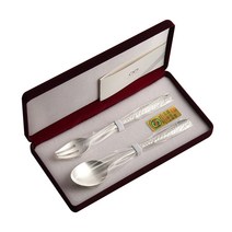 인스푼 엔젤 어린이은수저 스푼 + 포크, 혼합색상, 1세트