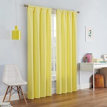 ECLIPSE Kendall 모던 암막 보온 로드 포켓 창문 커튼 침실 또는 거실용(패널 1개) 106.7cm x 241.3cm(42 x 95인치) 차콜, Lemon