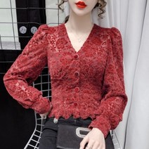DAPANDA 봄가을 2021 프렌치 빈티지 패션 브이넥 레이스 폴라플리스 긴팔 카디건 상의녀