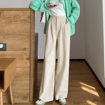 뒷 밴딩 골덴 여성 와이드 바지 코듀로이 팬츠