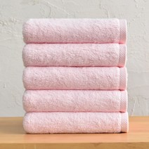 [코튼앨리] 호텔 수건 40수 200g 코마사 타올, 5장, 라이트 핑크