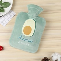 에이와이 과일 보온 커버 세트 물난로 캠핑 온수주머니 핫팩 찜질팩, 그린-아보카도1000ml