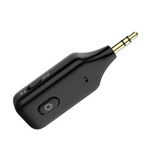 MTSHOP 블루투스 5.1 오디오 수신기 어댑터 송신기 3.5mm Aux 스테레오 오디오 자동차, 66x20x12mm., 검은 색, 플라스틱