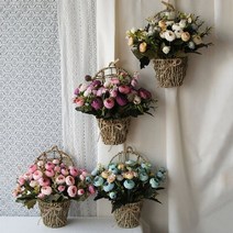 [천삼백케이] [베가] 쉐비로즈 라탄 벽걸이 화분 4color, 핑크계열