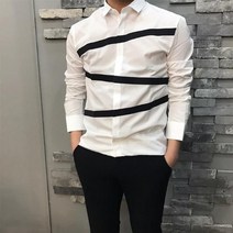 닐바렛 명품닐바렛 사선 스트라이프 자수 화이트 셔츠 648S 648SN1