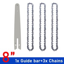 충전톱8 인치 체인톱 가이드 바 및 톱 체인 세트 45 드라이브 링크 전기 톱 1/4 'P 브러시리스 전기 톱, 03 1 Guide bar 3 Chains