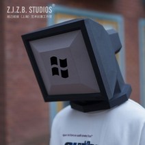 윈도우 모니터 가면 쉬운종이접기 페이퍼 토이 크래프트 도안 수업 종이인형 2평 방꾸미기 벽인테리어, 1_블랙