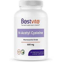 나우푸드 nac 영양제 NACC nacl BESTVITE N-아세틸 시스테인 600mgNAC채식 캡슐 120정 - 스테아레이트 없음 비건 필러 실리카 젤라틴 글루텐 유전자 변형 성, [01] 120.0인분 (1팩)