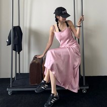 썸데이 샤틴 뷔스티에 슬립 롱 원피스