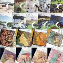 플라스틱 자석 자동 책갈피 수지인 명화 세트, 알폰스 무하 8종 + 그랜마 모제스 10종