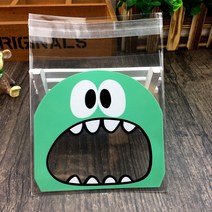 파티 용품 50PCS 귀여운 만화 괴물 쿠키 & 사탕 비스킷에 대 한 자기-접착제 플라스틱 가방 스낵 베이킹 패, 10x10cm, 02 Style2_01 7x7cm
