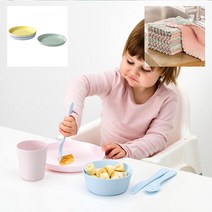 전자레인지 가능 무해 용기 어린이 접시 세트+행주1개 [이케아정품], 1세트+행주1개