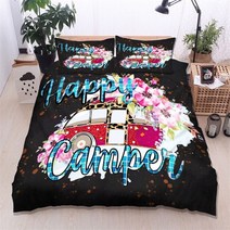 차박 세차용 접이식발판 카라반발판 캠핑 자동차 이불 커버 여행 테마 침구 세트 만화 동물 청소년을 위한 전체 킹 성인 선물, [12] 240x210cm 3pcs, [02] 2