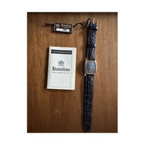 해밀턴 맨즈 American Boulton 블루 다이얼 블랙 가죽 스트랩 시계
