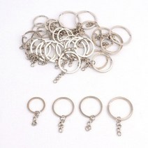 DIY 납작 체인 키링 열쇠고리 부자재 재료 파이어스틱 동대문종합시장 뽑기인형 재료상가 차키, 25mm