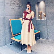 삼광빌라 베스트 드레서 정민재 얇은 가을롱자켓 진경 스타일 콘트라스트 트렌치 코트