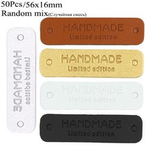 의류텍 가죽 레이블 수제 의류 모자 가방에 대 한 DIY 공예 봉 제 액세서리 50Pcs 56x16MM, 01 Mix