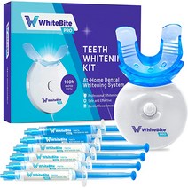 셀프치아미백 LED 조명 35% Carbamide Peroxide 4 3ml 젤 주사기 2 재광화 및 마우스 트레이가 포함된 민감한 치아용 Whitebite Pro 치아 미백 키트