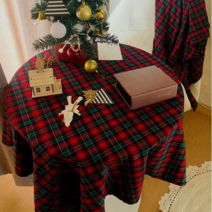 담은보자기 크리스마스 체크 테이블보 식탁보, 정사각 (110x110cm)