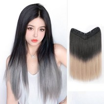 하이유니 옴브레 투톤 컬러 반가발 셀프 붙임머리 여자 여성 헤어 피스 패션 부분 가발 50cm, 스트레이트펌-헤이즈골드+블랙
