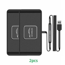 핸드폰거치대 무선충전기 Bonola-자동차 무선 충전기 실리콘 미끄럼 방지 패드 테슬라/BMW/아우디/벤츠 자동차 센터 콘솔 15W 고속 전화 충전 충격, [02] 2pcs Black, 02 2pcs Black