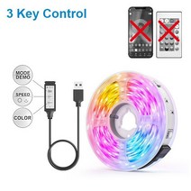 USB Led 스트립 빛 5050 RGB LED 조명 5V 블루투스 유연한 리본 다이오드 테이프 전화 앱 제어 TV 백라이트 방 장식, [01] 3 Key Control, [01] 25M