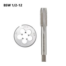 핸드 탭 다이스 나사탭 공구세트 탭핑비트 Cca 2 개 BSW 오른손 탭 앤 다이 HSS 나사 탭 원형 다이, 5.2pcs 1l2-12