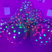 12 인치 UV 네온 글로우 형광 풍선 장식 10 개 생일 축하 파티 어둠 속에서 빛나는 Blacklight 반응성 용품, [01] 12 인치, [08] Heart