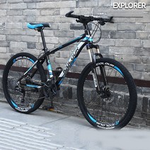 JINGMING 산악자전거 오프로드 변속 원메이크 레이싱카 24인치 26인치, 26인치-24단, 블랙블루