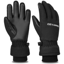 Cevapro 스키 장갑 방수 스노우보드 겨울 따뜻한 단열 보온 남아 여아 스케이팅 삽질 섭씨 34.4도(화씨 30도) 이하, Kids Black