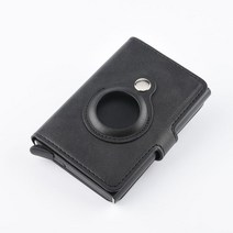방수 손목 시간 폰연결 스마트 워치 새로운 airtag 지갑 leather rfid, 검은 색