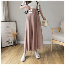 스타일아유 여성 여름 플리츠 뒷밴딩 롱 와이드팬츠 9부 롱 치마바지 통바지