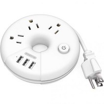 Travel Power Strip NTONPOWER 3 Outlets 3 USB Portable Desktop Charging Station Short Extension Cord, White, 1개